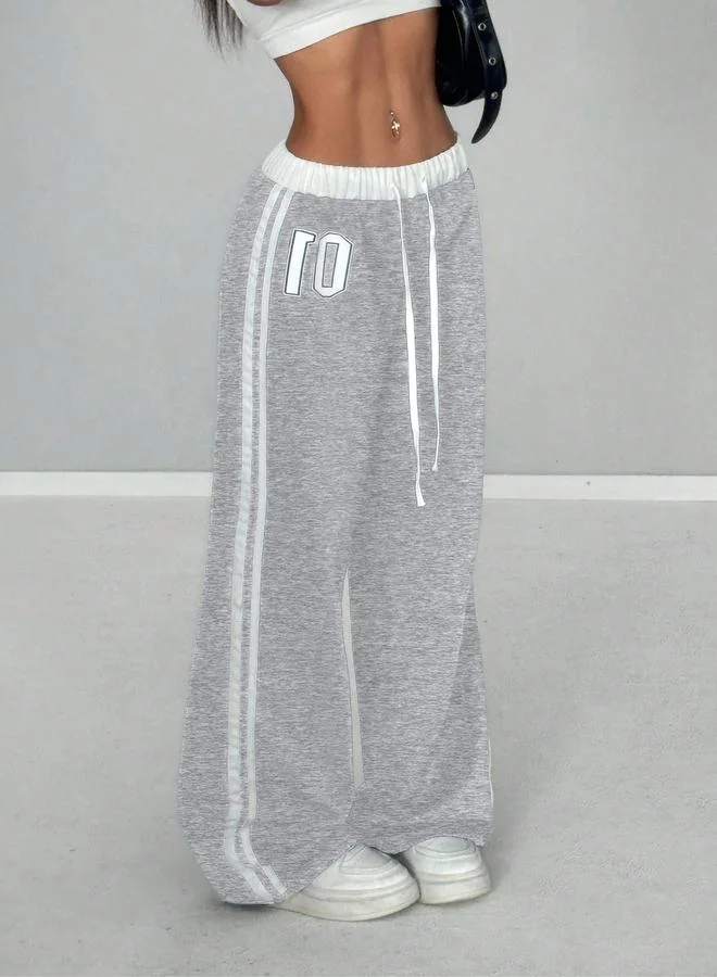 Take Two Take Two Women Grey Side Striped Drawstring Waist Joggers