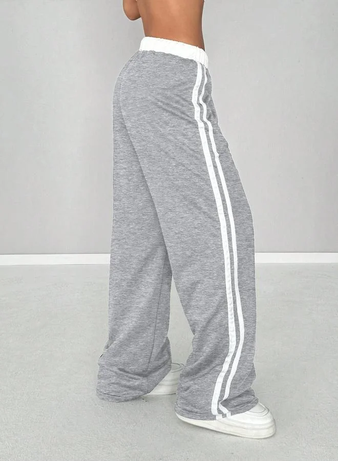 Take Two Take Two Women Grey Side Striped Drawstring Waist Joggers