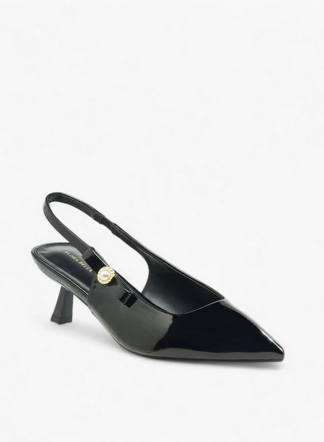 Flora Bella By Shoexpress Womens Bow Detail Flared Heel Slingback Shoes - Image 1