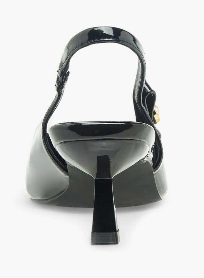 Flora Bella By Shoexpress Womens Bow Detail Flared Heel Slingback Shoes - Image 5