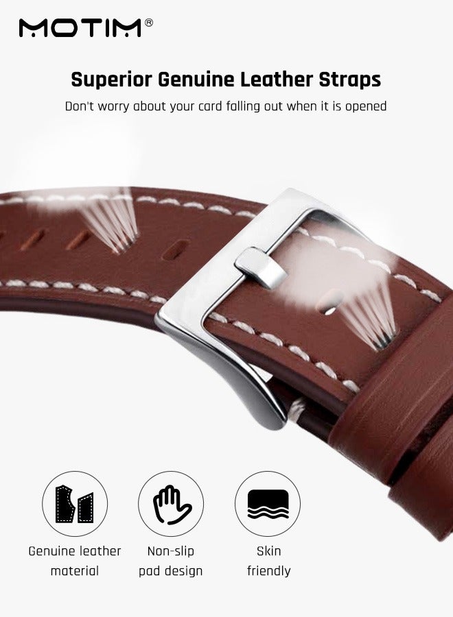 Motim 20mm Leather Watch Strap, Watch Bands Replacement Band Compatible with Samsung Galaxy Watch 6 40/44mm, Watch 6 43/47mm, Galaxy Watch 5 Pro 45mm/Watch5 40/44mm, Watch 4 Replacement Band  - Image 5