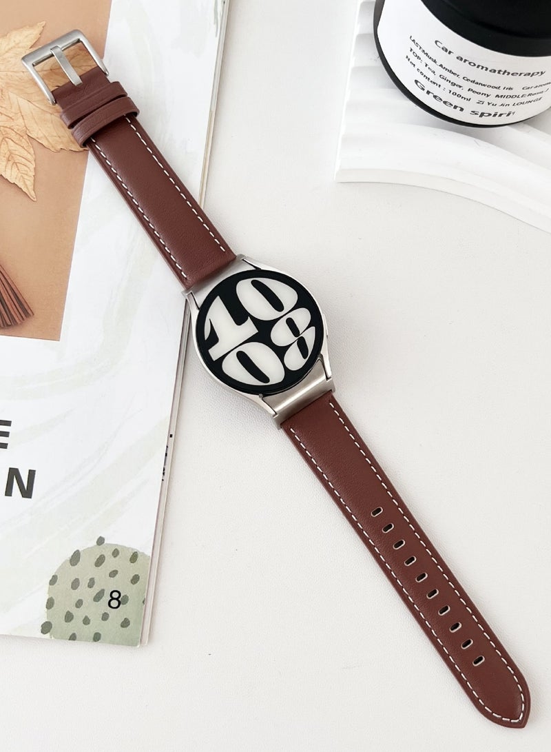 Motim 20mm Leather Watch Strap, Watch Bands Replacement Band Compatible with Samsung Galaxy Watch 6 40/44mm, Watch 6 43/47mm, Galaxy Watch 5 Pro 45mm/Watch5 40/44mm, Watch 4 Replacement Band  - Image 3