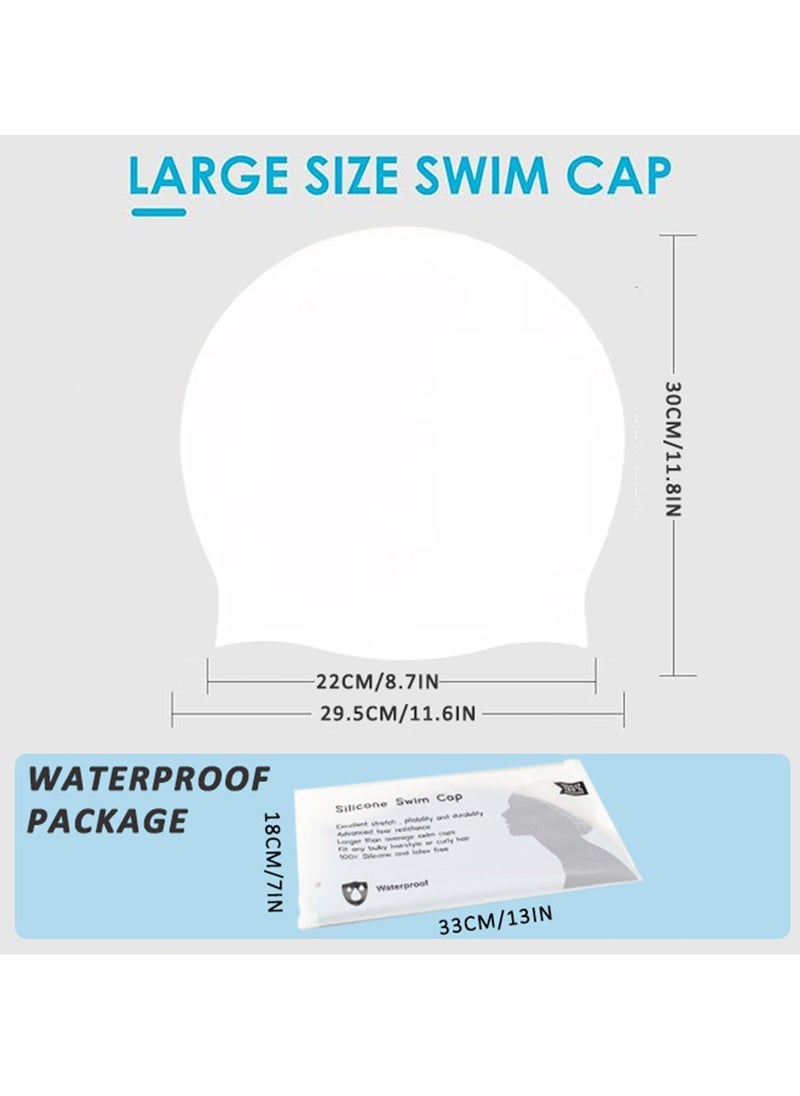 SänHahn Extra Large Swim Cap for Braids and Dreadlocks Swimming Cap for Women Long Hair Braids Dreads Locs Thick Curly Hair Waterproof Silicone Swim Caps Keep Your Hair Dry - White  - Image 2