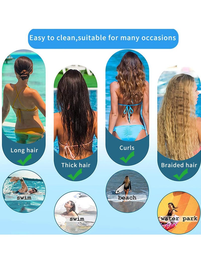 SänHahn Extra Large Swim Cap for Braids and Dreadlocks Swimming Cap for Women Long Hair Braids Dreads Locs Thick Curly Hair Waterproof Silicone Swim Caps Keep Your Hair Dry - White  - Image 3