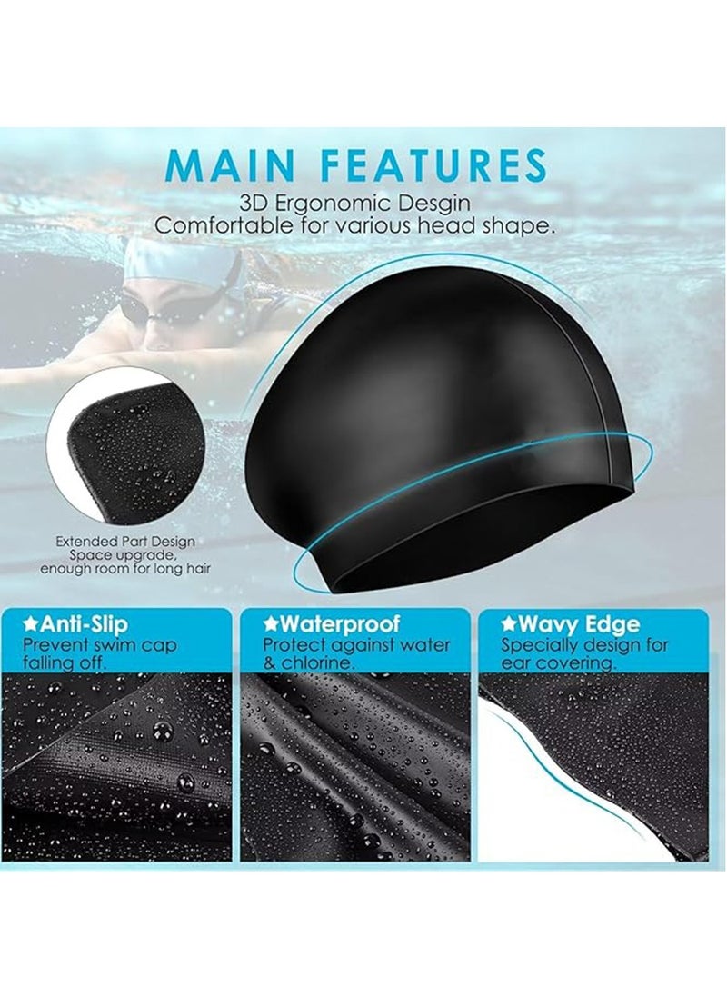 SänHahn Extra Large Swim Cap for Braids and Dreadlocks Swimming Cap for Women Long Hair Braids Dreads Locs Thick Curly Hair Waterproof Silicone Swim Caps Keep Your Hair Dry - White  - Image 4