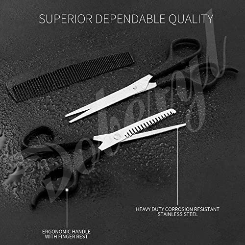 Doberyl® Professional Hair Cutting Kit-Easy Grip Handle and Finger Rest Holder Scissor, Small Size Nose, Beard & Mustache Hair Trimming Scissor, Neck Duster Brush, Comb, Salon Cape Set for Men & Women - Image 2