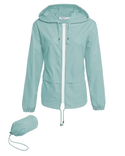 Hount Women's Lightweight Hooded Raincoat Waterproof Packable Active Outdoor Rain Jacket (XXL, Light Green) - Image 1