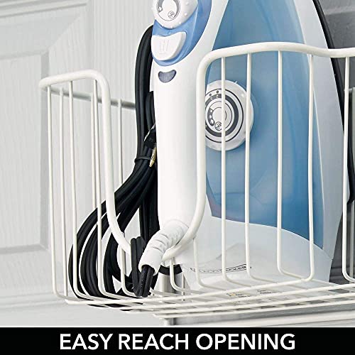 INDIAN DECOR. Indian Decor 28938 Wall Mounted Ironing Board Holder - Steel Ironing Board Rack For Easy Organisation - Includes Basket For Iron Storage - White - Image 3