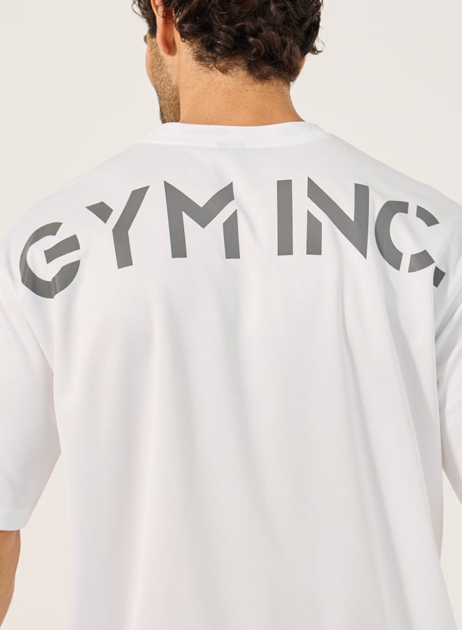 Styli Slogan Print Round Neck Oversized Training T-Shirt  - Image 4