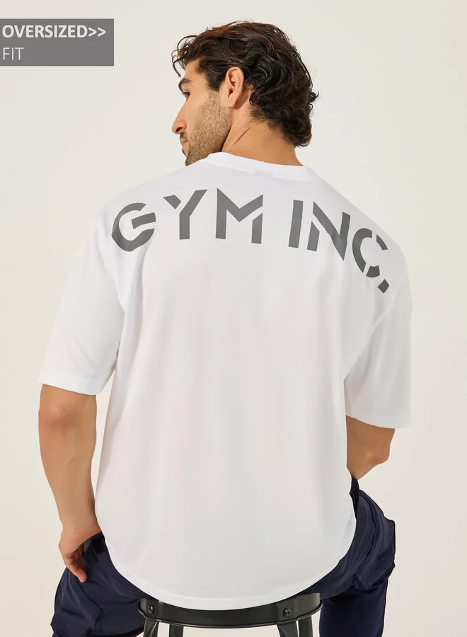Styli Active Slogan Print Round Neck Oversized Training T-Shirt