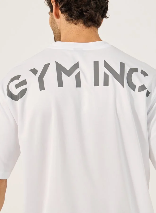 Styli Active Slogan Print Round Neck Oversized Training T-Shirt