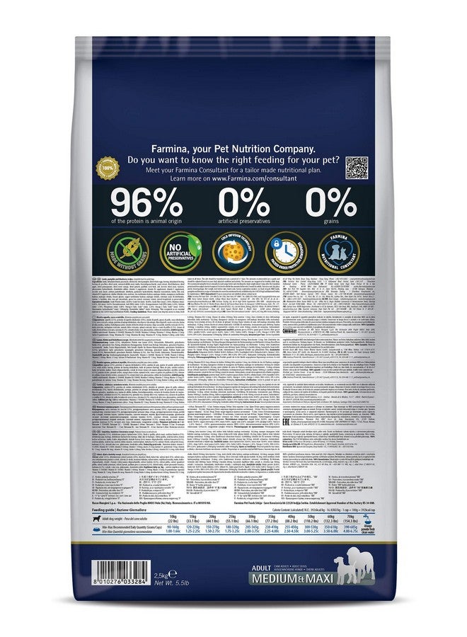FARMINA N&D Pumpkin Dry Dog Premium Pet Food, Grain-Free, Lamb and Blueberry, Adult Medium & Maxi Breed, 2.5-kg - Image 3