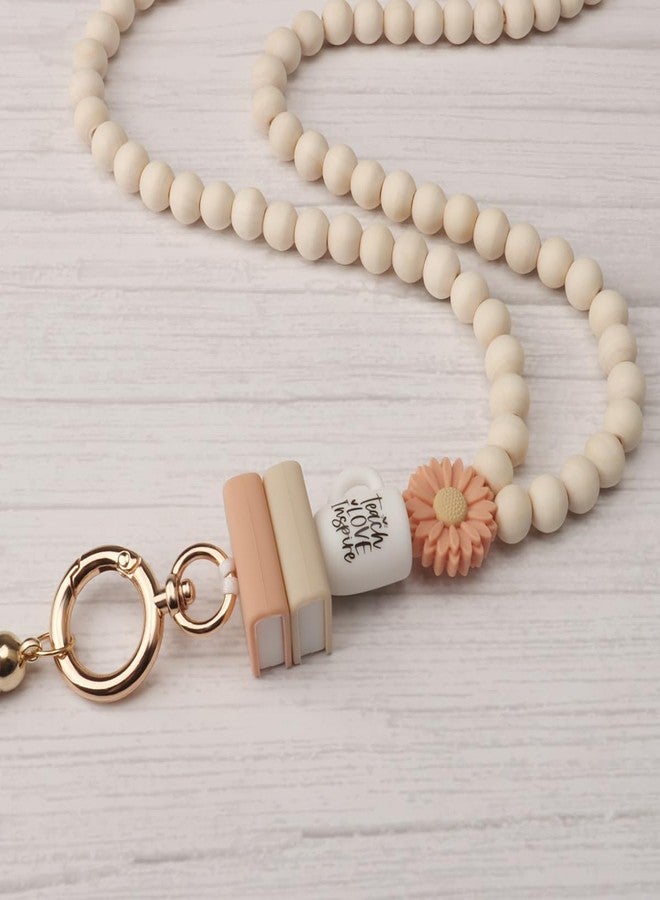UGELOKI 2024 Teacher Lanyard with ID Holder, Fashion Wood Beaded Lanyard for Key, Super Cute Boho Breakaway Lanyard for Women - Image 5