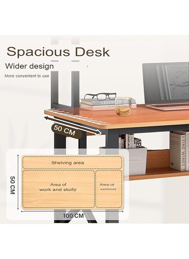 NKX - Multifunctional Computer Table 100 cm And Office Desk With 2 Layer Book Shelf - Image 1