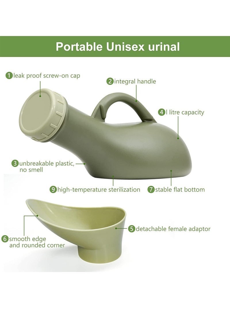 YUJA Urine Bottle Spill Proof Unisex Portable Women Mens Urinals Screw Top Lid Pee Female Funnel Urine Bottles Container Plastic Bed Pan Car Travel Toilet 1000ml Adult Kids Potty Night Wee Pot Toliet for M - Image 4