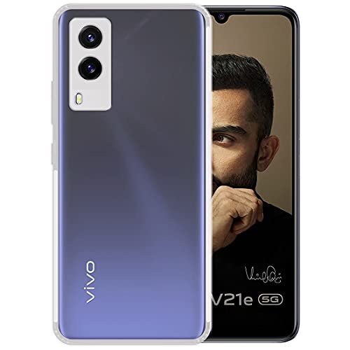 Casotec Slim Soft Silicon *Anti Dust Plug* Shockproof Transparent TPU Back Case Cover for Vivo V21E 5G - Clear - Image 2