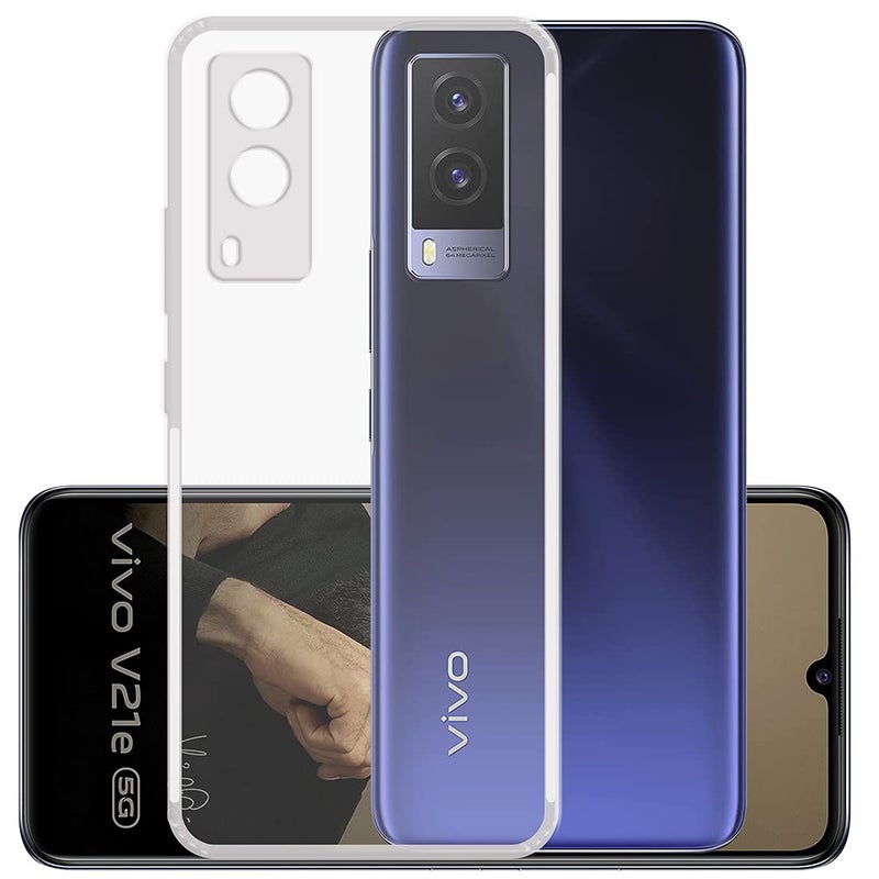 Casotec Slim Soft Silicon *Anti Dust Plug* Shockproof Transparent TPU Back Case Cover for Vivo V21E 5G - Clear - Image 5
