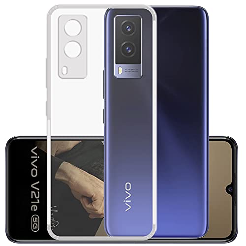 Casotec Slim Soft Silicon *Anti Dust Plug* Shockproof Transparent TPU Back Case Cover for Vivo V21E 5G - Clear - Image 1