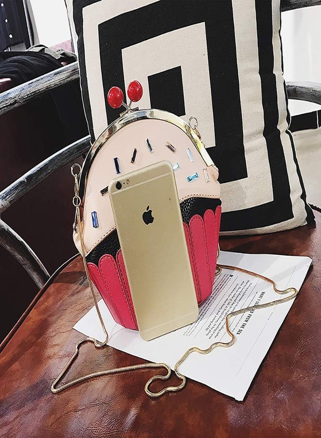 كيو زي يونيك حقيبة كتف نسائية من QZUnique بتصميم آيس كريم وسلسلة، حقيبة يد صغيرة بتصميم كب كيك - Image 4