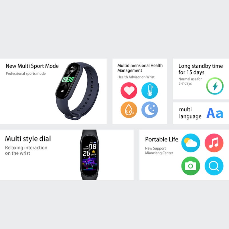 Intelligent Watch Bracelet Fitness Trackers BT5.0 with 1.1 Inch Touchscreen Heart Rate/Bloods Oxygen/Bloods Pressure/Sleep Monitoring IP67 Waterproof Multiple Sport Modes Compatible with Android iOS for Women Men - Image 2
