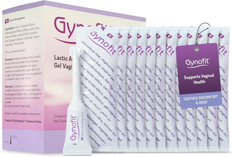 Gynofit Lactic Acid Vaginal Gel - Vaginal Moisturizer - pH Balance Restorer - Vaginal Health - Prevents Itching, Burning & Odor - Hygienic Applicator - Treats & Prevents Vaginal Infections (12 Count)