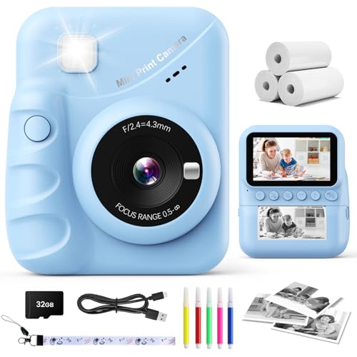 CalineGam Kids Camera Instant Print, 3.0'' Screen 48MP Photo Instant Camera for Kids with 32GB Card, 1080P HD Digital Child Printable Toy, Gift for 3-12 Year Old Girls Boys - Image 1
