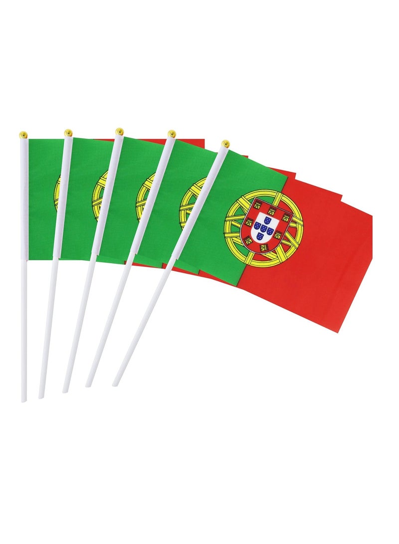 General Flag of Portugal A5 Size, Portugal Flag with Stick. Pack Of 5 Pieces.  - Image 1
