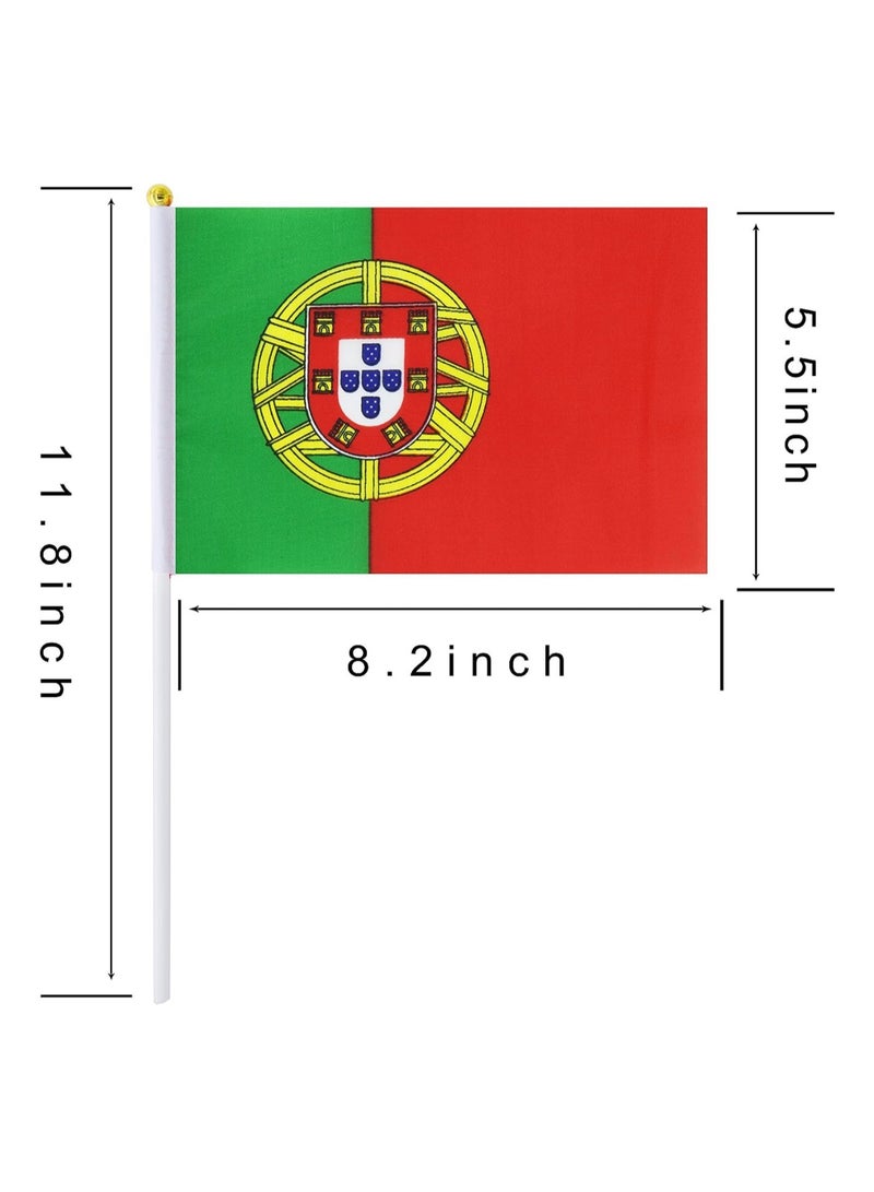 General Flag of Portugal A5 Size, Portugal Flag with Stick. Pack Of 5 Pieces.  - Image 2