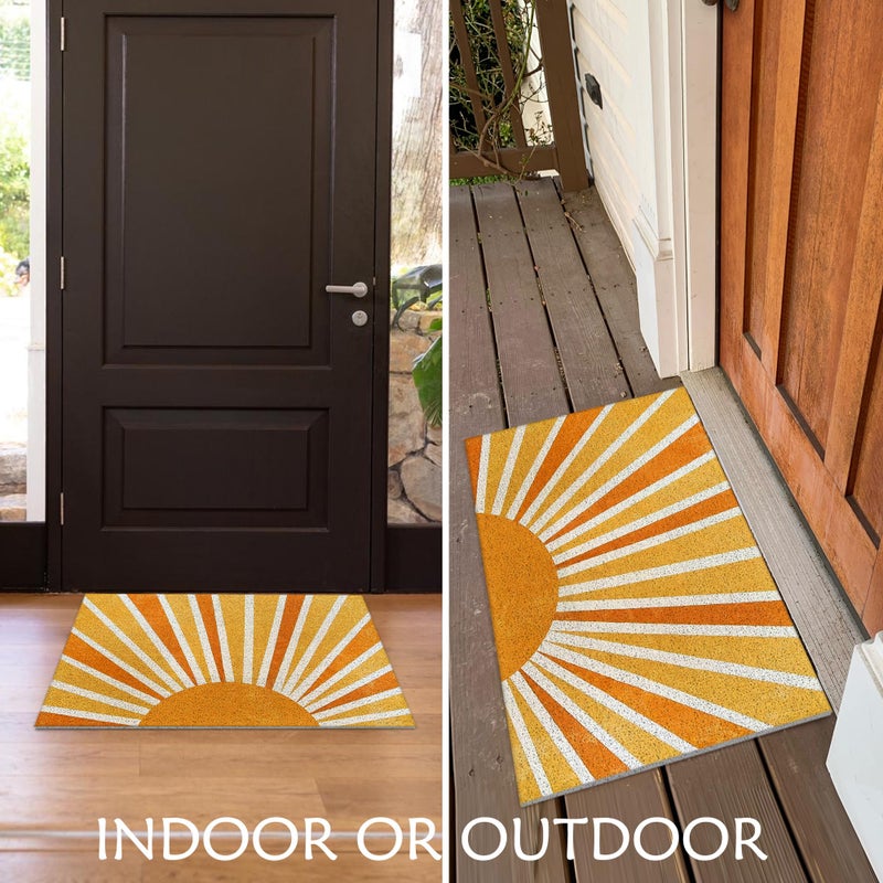 Supwhd Boho Door Mats Doormat Outdoor Indoor Entrance - Retro Sun Front Door Mat, Boho Welcome Mat, Indoor Door Mats for Entryway, 17x30 - Image 2