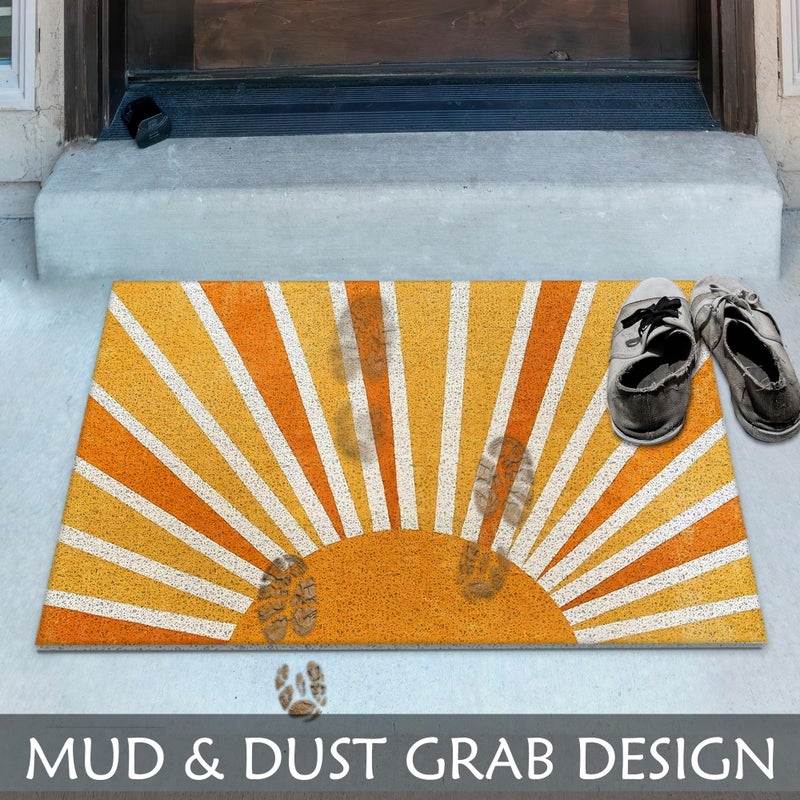 Supwhd Boho Door Mats Doormat Outdoor Indoor Entrance - Retro Sun Front Door Mat, Boho Welcome Mat, Indoor Door Mats for Entryway, 17x30 - Image 3