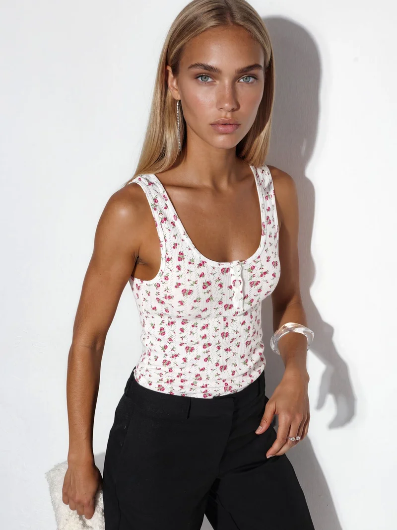 Busem BUSEM Floral Button Cami Top