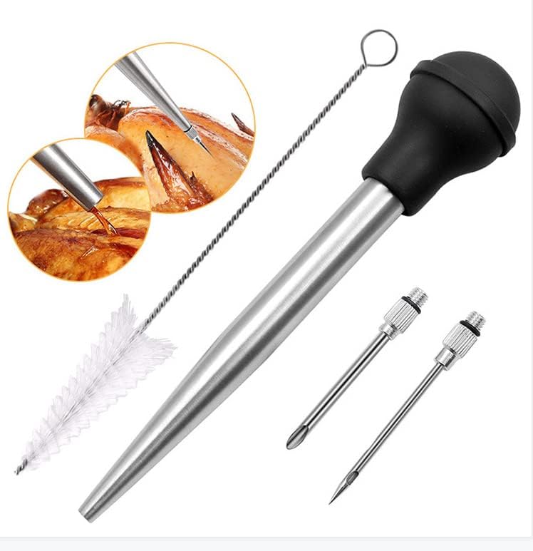 Smithcraft Turkey Baster, Stainless Steel Turkey Baster, Baster Syringe Meat Injector Baster Set with 2 Needles&2 Cleaning Basting Brush, Baster for Flavor Meat Poultry, Beef&Chicken Cooking Black - Image 3