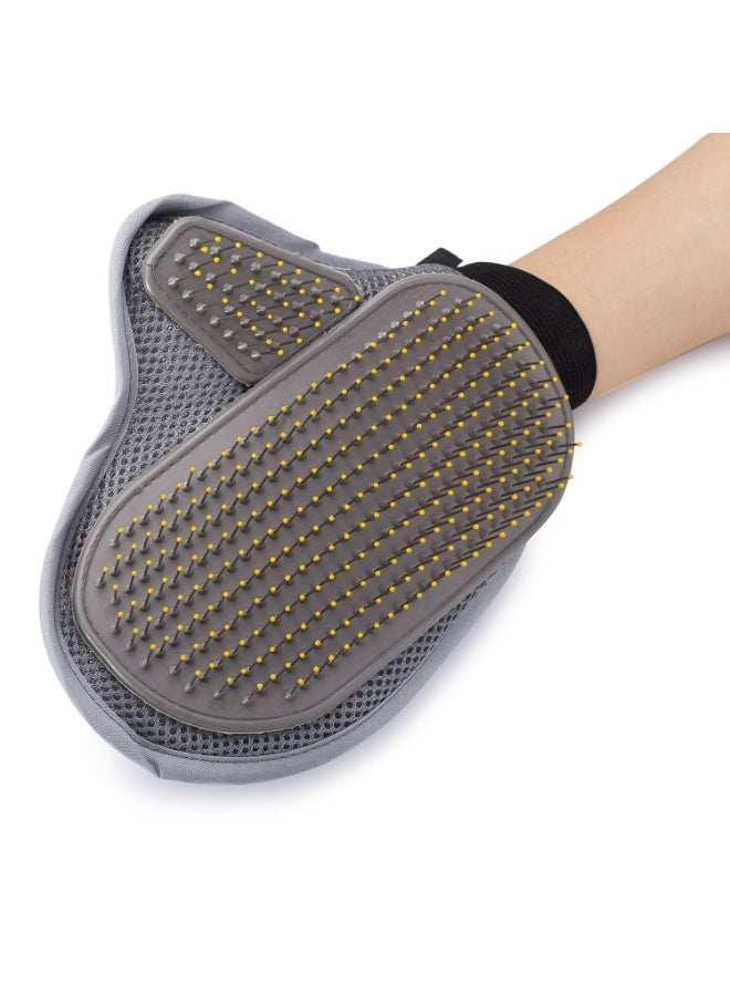 Nunbell Pet Grooming Glove Brush, Grey Mesh Design with Rubber Bristles, Professional Deshedding Mitt for Dogs and Cats.