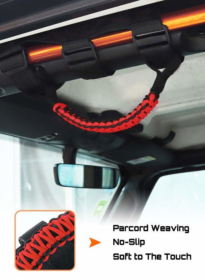 Savadicar 2 x Roll Bar Grab Handles Grip Handle for Jeep Wrangler YJ TJ JK JKU JL JLU & Gladiator JT 1987-2023, Interior Accessories, Black & Red - Image 2