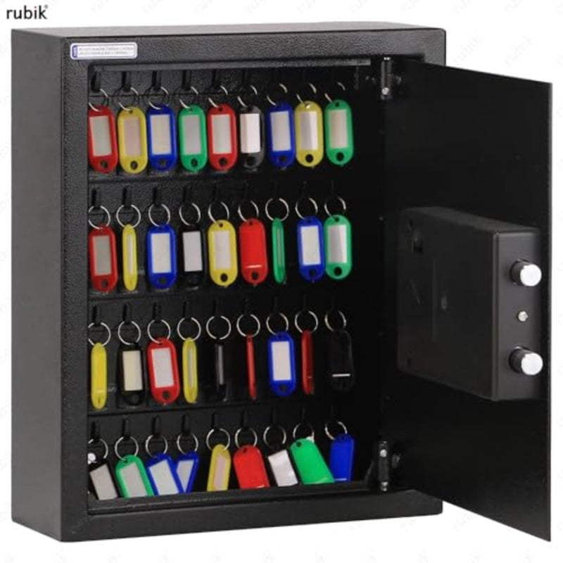 40Keys Metal Storage Safe Box Cabinet with Key and Digital Pin Code Lock, Wall Mounted For Hotels Realestate Warehouse Schools Universities Business Black, 40 Keys Capacity - Image 2