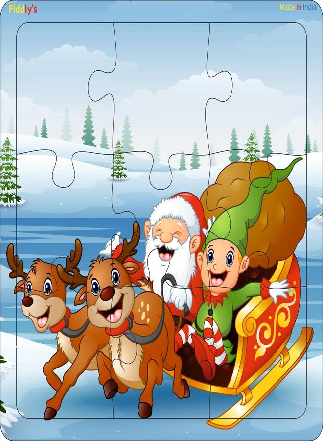 Fiddlys Wooden Jigsaw Puzzles for Kids & Children – 9 Pieces Each | Double Layered Puzzles with Bright Front & Back Print | Educational Toy for Boys & Girls Age 2 3 4 5 6 Year (Pack of 4 Christmas) - Image 5