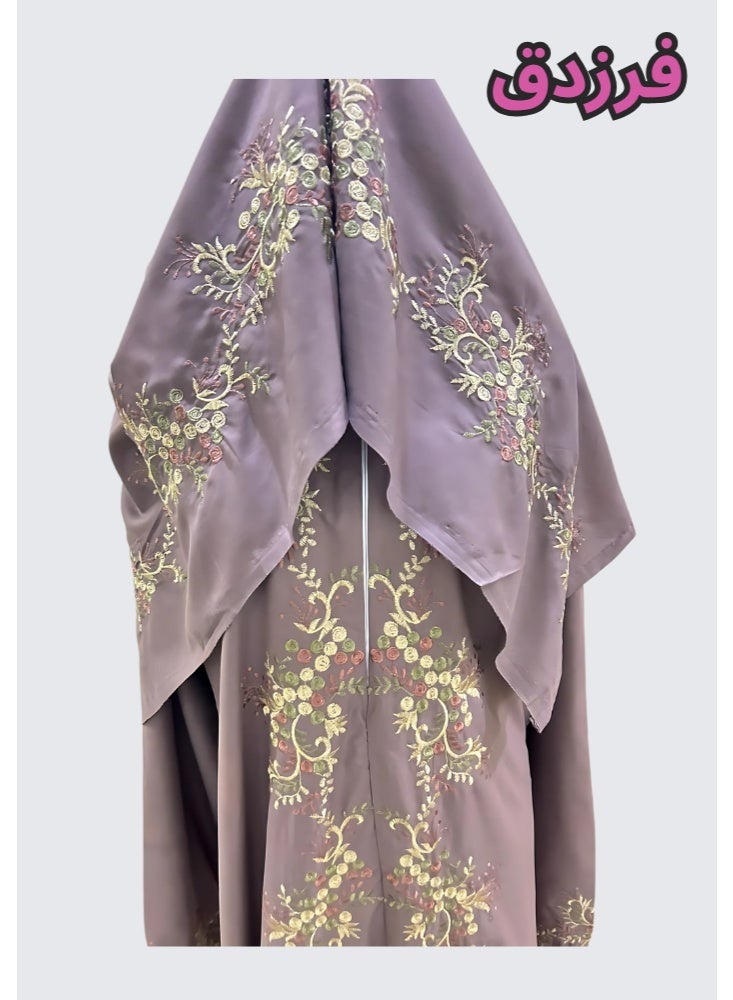 Farazdaq Women's prayer shawl, purple color, wide and comfortable, excellent cool material - Image 4