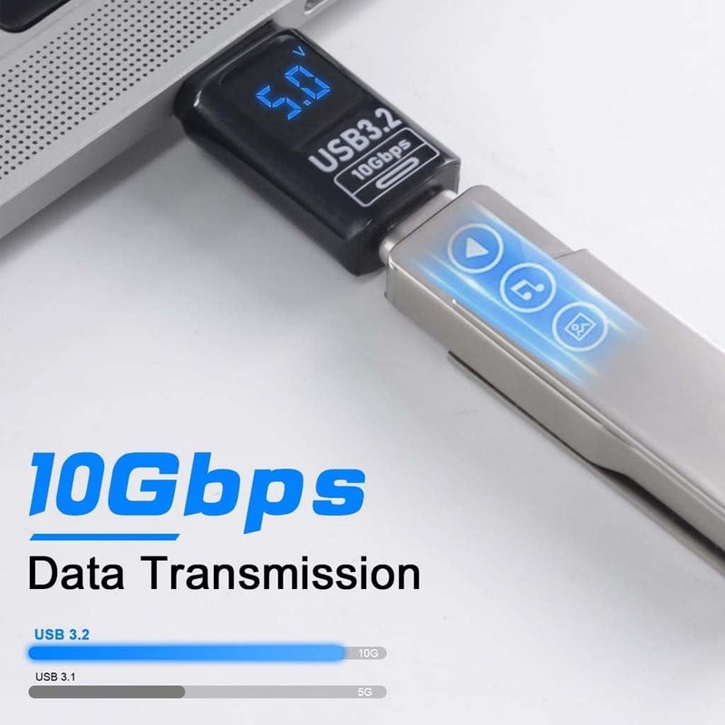 TECPHILE 100W USB A Male to USB OTG Adapter Connector with LED Display, 10Gbps USB 3.2 Fast Charging Connecter, Male to Female Converter, for Galaxy S25/S24, iPhone 16 15, Pixel 8 7 & USB-C Devices - Image 2