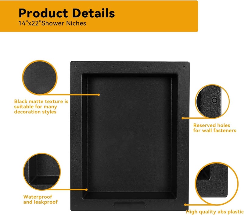 CKB 14" x 22" Recessed Shower Niche, One Inner Shelf, Suitable for Bathroom remodeling - Image 3