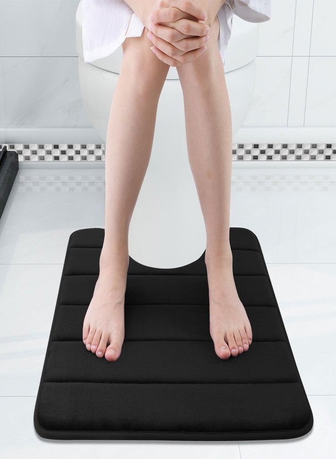 Buganda Memory Foam U-Shaped Contour Toilet Rugs, Non Slip Absorbent, Thick Soft Washable Bathroom Mat, Floor Carpet Bath Rugs Mat for Toilet Base (24" x 20", Black) - Image 3