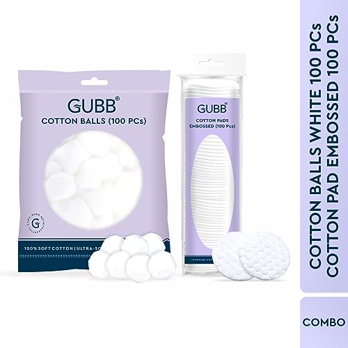 GUBB Hypoallergenic 100% Cotton Balls and Emobossed Cotton Pads for Face Cleansing & Makeup Removal - Deeply Cleanses | Removes Dirt | Soft on Skin & Safe on Skin | Can Be Used or Arts & Crafts | Can Be Used for Babies, White - 100 Pcs Each - Image 2