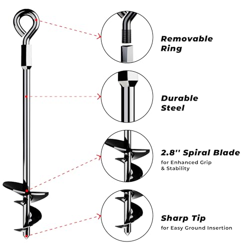 K-Brands 15" Ground Anchors Screw-in - Heavy Duty for High Winds - Ground Stakes - Earth Anchors for Sheds, Swing Sets, Tents, Trampolines, Gazebos, Carports, and Hurricane Tie-Downs - Image 4