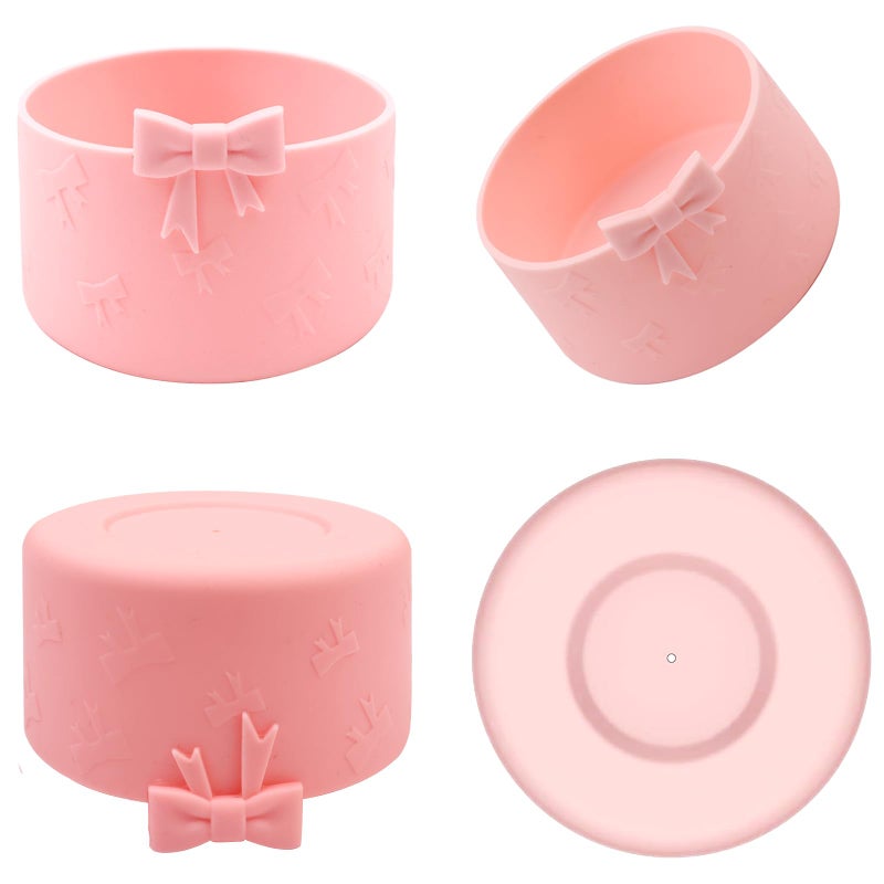 Hpebl Bows Silicone Water Bottle Boot for Stanley Cup Accessories Protective Sleeve for Water Bottle, Cover Boots for Stanley 40 30 oz with Handle, Pink - Image 2