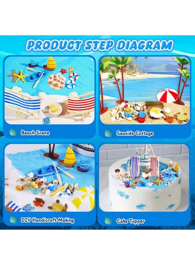 Pamonrueer 41 Pcs Miniature Summer Beach Accessories Ocean Diorama Supplies Sand Box Beach Theme Cake Decorations Sea Animal Figurines Shell Cake Topper Party Gifts Diorama Projects - Image 3