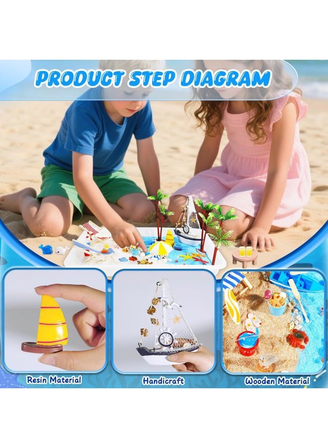 Pamonrueer 41 Pcs Miniature Summer Beach Accessories Ocean Diorama Supplies Sand Box Beach Theme Cake Decorations Sea Animal Figurines Shell Cake Topper Party Gifts Diorama Projects - Image 4