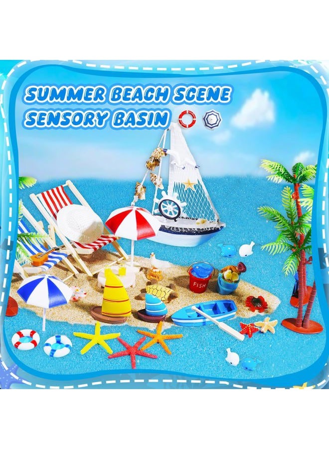 Pamonrueer 41 Pcs Miniature Summer Beach Accessories Ocean Diorama Supplies Sand Box Beach Theme Cake Decorations Sea Animal Figurines Shell Cake Topper Party Gifts Diorama Projects - Image 5