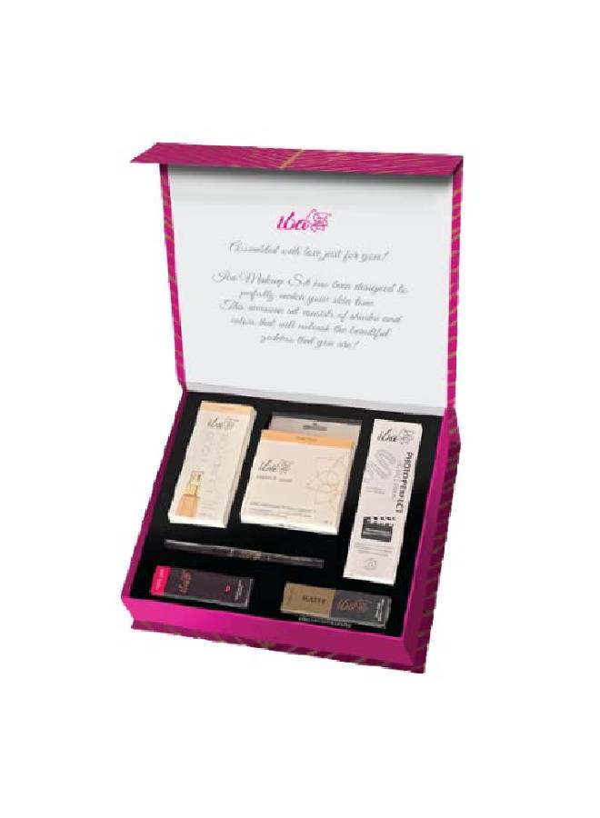 Iba مجموعة هدايا المكياج (متوسطة) كريم أساس مضغوط برايمر أحمر شفاه كاجال إل يدوم طويلاً خالٍ من القسوة - Image 5