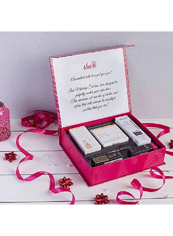 Iba مجموعة هدايا المكياج (متوسطة) كريم أساس مضغوط برايمر أحمر شفاه كاجال إل يدوم طويلاً خالٍ من القسوة - Image 1