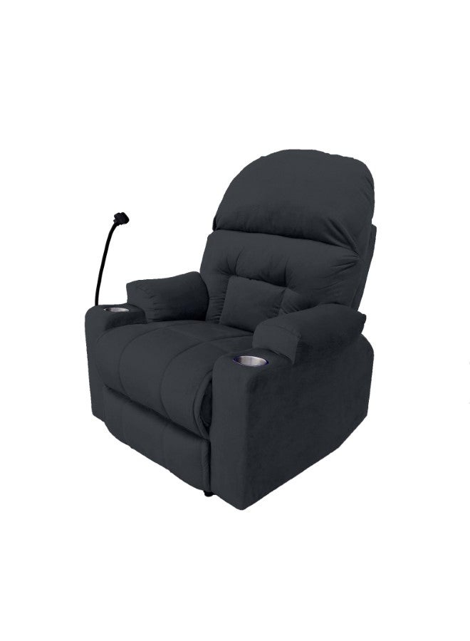 إن - هاوس NZ80 PLUS | كرسي استرخاء منجد بالمخمل - 89×73×110 سم - رمادي غامق - Image 1