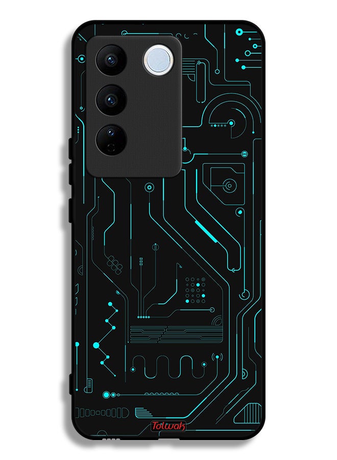 Tolwak Vivo V27 Protective Case Cover Digital Art Circuits Minimalism Multiple Display - Image 1